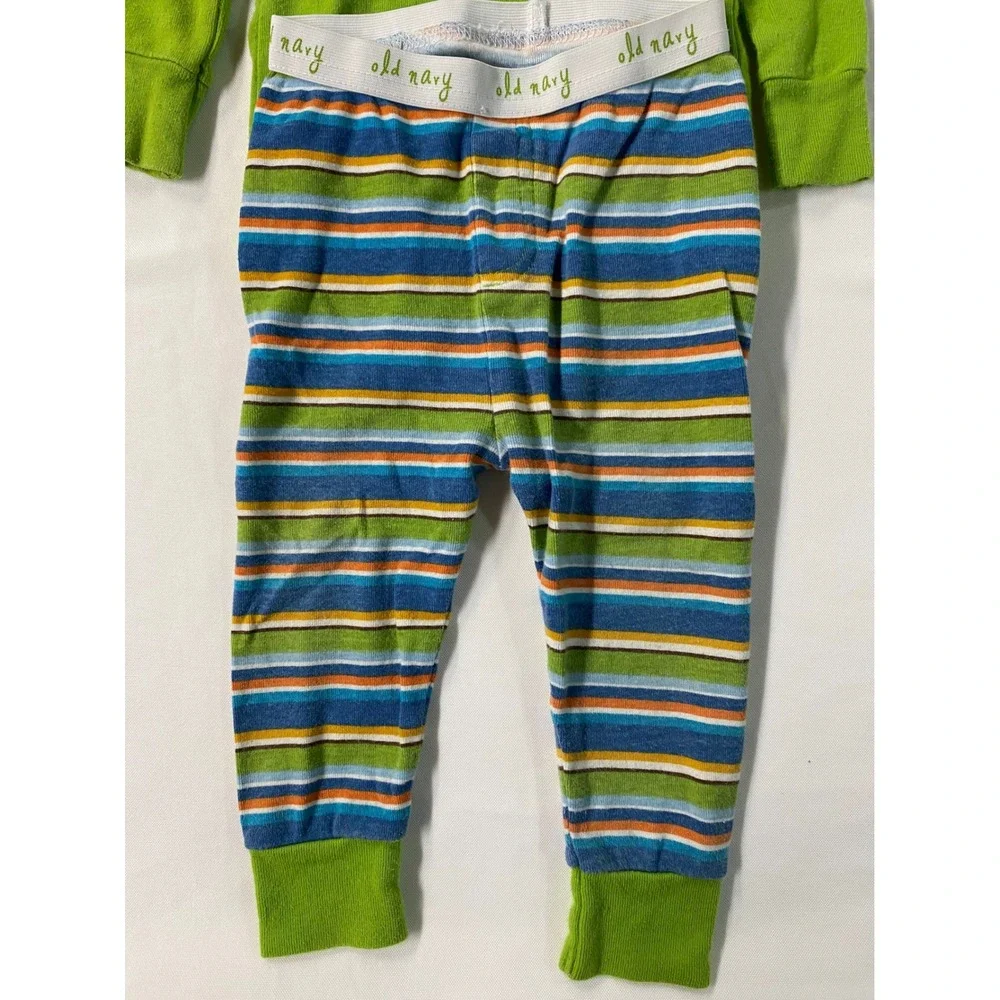 Old Navy Kids Pajama Set of 2 12-18M Baseball Star Handsome Red Green Striped